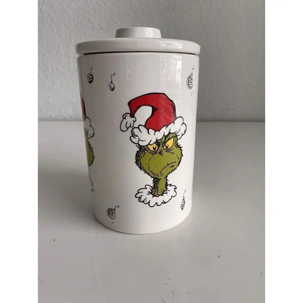 Dr. Seuss How the GRINCH Stole Christmas Ceramic Canister Cookie Jar Many Faces‎
